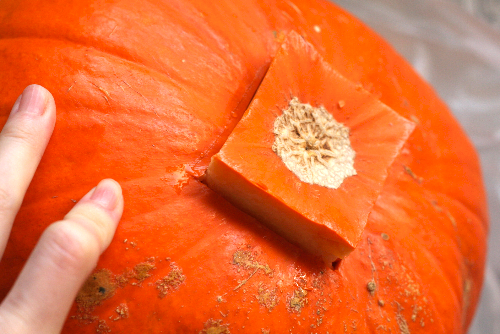 本物のかぼちゃ「大」（直径25cmほど）でハロウィンランタンを作ってみた