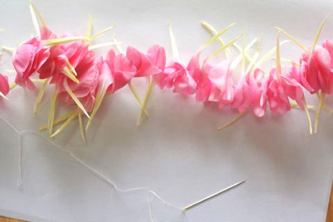 ほんの少しのカーネーションでレイを作る