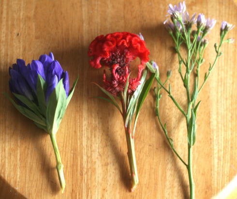ススキの簡単な生け方の例……草刈りで切ったススキを生ける2（小さな花瓶に生けたものばかりです）