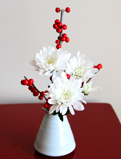 めでたい「紅白」の色がそろっていればお正月花になる